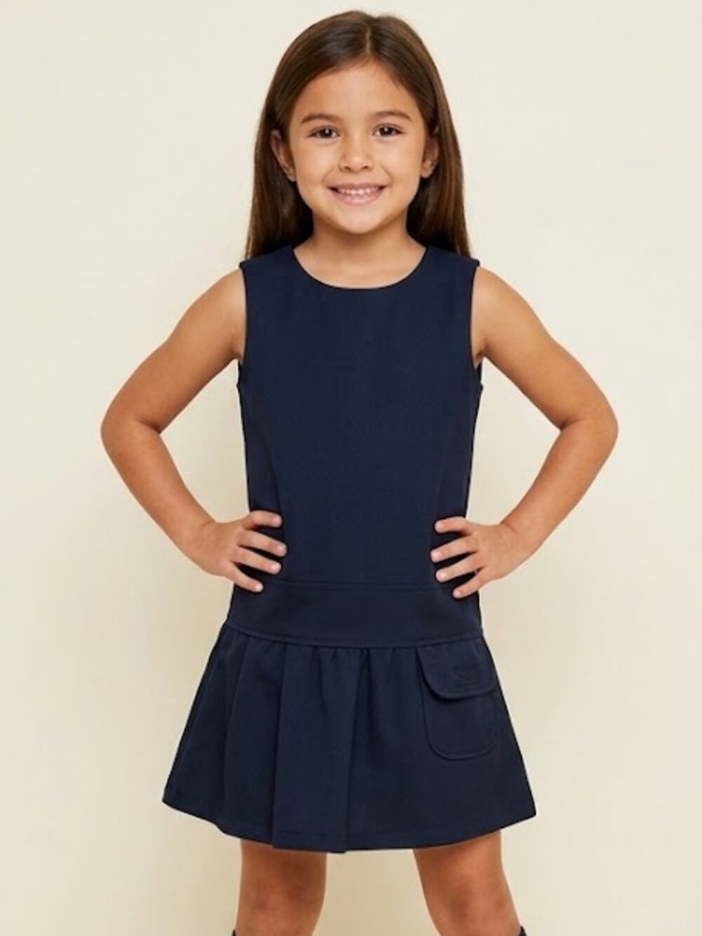 Girls School Uniform Dress Navy 6X